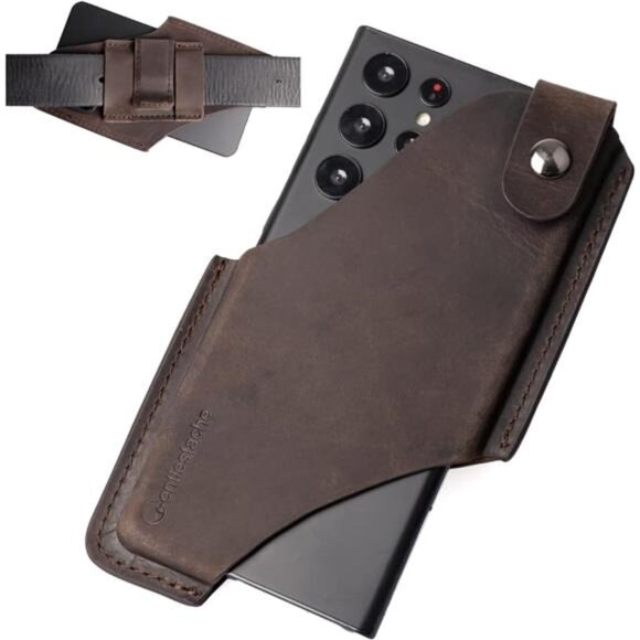 Leather Cell Phone holster with Belt Clip,Leather Phone pouch for iPhone Samsung - Picture 1 of 7